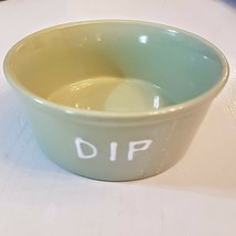 Sage Green Dip Dish Bowl Ceramic White Lettering 5&quot; round Too Good Gourm... - $14.85