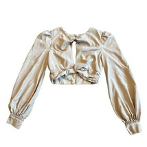 Majorelle Twist Front Crop Top Tan Long Sleeve Shirt Blouse Size Small W... - $36.28