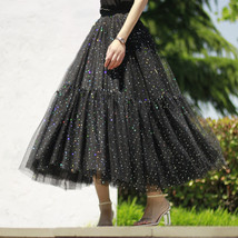 Black Sparkly Long Tulle Skirt Outfit Women Custom Plus Size Layered Tulle Skirt image 10
