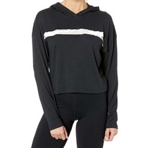 Under Armour Womens Activewear Logo Taped Cropped Hoodie,Black/White,X-L... - $44.55