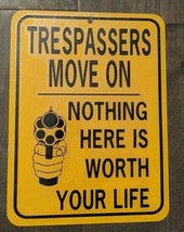 12&quot; Tresspassers MOVE ON  3d cutout retro USA STEEL plate display ad Sign - £35.61 GBP