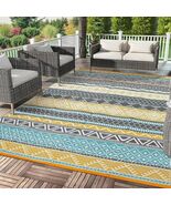 Outdoor Rug Waterproof 8&#39;x10&#39;, Reversible Outdoor Plastic Straw Rug, Boh... - $73.02 CAD