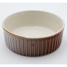 Vintage Hall USA #2504 Pottery Brown Ribbed Souffle Baking Dish 6 3/4” - £16.11 GBP