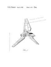 Star Wars Imperial Shuttle Patent Print - White - £6.33 GBP+