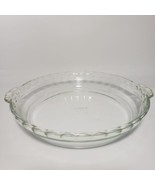 VTG Clear Glass PYREX 229 Pie Plate 9.5&quot; Tab Handles Fluted Edges - £5.44 GBP