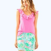 Lilly Pulitzer Alessa Ruffle Tank Top Paradise Pink Size XL NWT SOLD OUT - £45.10 GBP