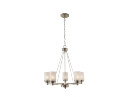Hillcrest 5-Light Brushed Nickel Chandelier for Dining Room Frosted Glass Shades - $69.99
