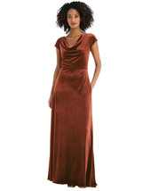 After six 1535 Cowl-Neck Cap Sleeve Velvet Dress W/Pockets..Auburn Moon.Size 12 - £59.03 GBP