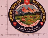 Vintage Swiss Gruyere Extra Fin Cheese label - $5.93