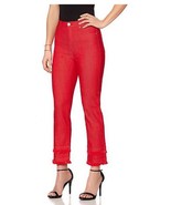 NWT Diane Gilman DG2 Womens Classic Red Frayed Hem Cropped Jeans - £20.41 GBP