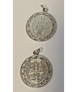 Saint Benedict Laser Image, Silver tone Medal 1&quot; Diam., New, #4 - $73.06 MXN