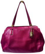 WOW Couch Madison Kimberly Carry All Leather Satchel Bag &quot;Vibrant Magent... - $118.32 CAD
