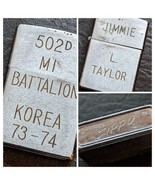 1973 Zippo Brushed Chrome Lighter Engraved Jimmie Taylor 502D M1 Battali... - $97.96