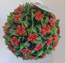Martha Stewart Hanging Topiary Kissing Ball Red Gardenia Summer 9 Inches... - $73.38