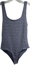 Caution To The Wind Womens Checkered Sleeveless Blue White Bodysuit Size L - £15.56 GBP