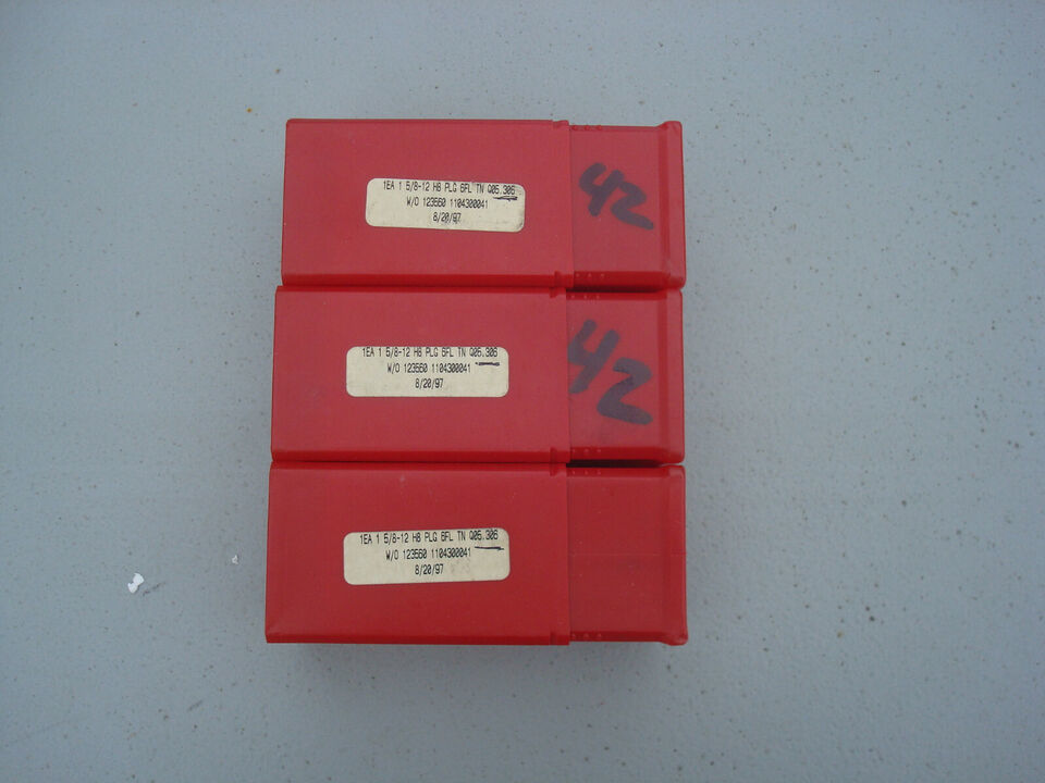 3 pcs Vermont Tool and Die 1-5/8&quot; - 12 H8 thread 6-flute Ti plug, EDP 11... - $1,111.13