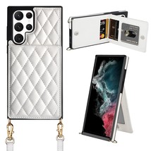 For Galaxy S22 Ultra Cases 6.8&quot; Quilted Leather Women Luxury Phone Cover Crossbo - £28.76 GBP