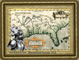 1513 Florida Map of History Vintage-Style Juan Ponce de León - $86.13