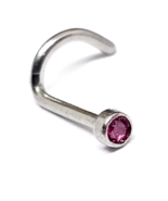 Pink Topaz Nose Stud Curl 20g (0.8mm) Gemstone g23 Titanium Surgical Scr... - £5.66 GBP