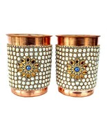 Rastogi Handicrafts Pure Copper Jug - 2 Glass outer White stone work dec... - €25,75 EUR