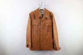 Vintage 60s 70s Streetwear Mens 40 Distressed Lined Soft Leather Collare... - £77.80 GBP
