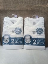 Gerber Two Packages of 2-pack long sleeves side snap shirts size Newborn - £9.55 GBP