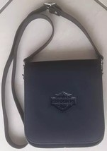 HARLEY DAVIDSON Black Smooth Leather Flap Crossbody Bag   C - $35.99