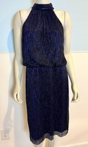 NWT Maggy London Royal Blue and Black Sleeveless Lined Metallic Dress Size 12 - £34.35 GBP