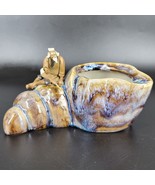 Shiwan Art Pottery Ashtray Plant Pot Asian Figure Mudman Drip Glaze MCM ... - $36.59