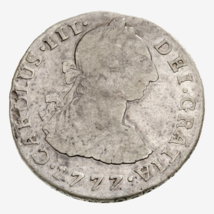 1777PTS PR Bolivia 2 Reales Silver Coin In Very Fine, KM 53 - €116,79 EUR