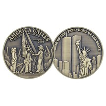 America Unites 9-11 Wtc Twin Towers Gold 1.75&quot; Challenge Coin - £27.66 GBP