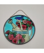 Joan Baker Designs Suncatcher Window Hanging Art Bluebird Pink Flowers L... - $10.85 CAD
