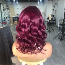 Loose wave 99j human hair lace front wig/silky burgundy wavy wig - £263.91 GBP+