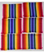 RAINBOW STRIPE Colourful Theme WOVEN FABRIC PLACEMAT Summer Fiesta lot of 6 - £27.90 GBP