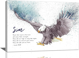 Bald Eagle Wall Art Flying Eagle Picture Wall Decor Bible Verse Scriptures Canva - £16.10 GBP