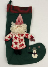 Vintage House of Hatten Christmas Stocking Santa Claus Star Sweater 3D Plush 19&quot; - £56.94 GBP