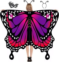 Butterfly Wings for Women Girls Kids Halloween Costumes Butterfly Shawl Fairy - £13.86 GBP