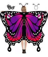 Butterfly Wings for Women Girls Kids Halloween Costumes Butterfly Shawl ... - £13.71 GBP