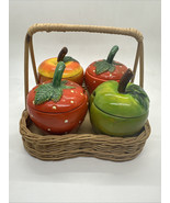SET OF 4 Vintage Sere Well Ceramic Fruit Condiment Dishes w/ Basket Made... - €63,20 EUR
