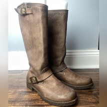 Frye Veronica Slouch Brown Pebbled Tumbled Women&#39;s Leather Boots Size US 8.5 - £97.31 GBP