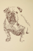 English Bulldog Art Portrait Print 188 Kline adds dog name free DRAWN FR... - $49.45