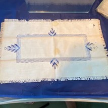Cottage Industry Program Hand Embroidered Korea Fingertip Towel Blue Whi... - $9.49