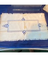 Cottage Industry Program Hand Embroidered Korea Fingertip Towel Blue Whi... - £7.32 GBP