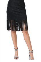 Vocal Apparel suede fringed mini skirt in Black - size L - £26.57 GBP