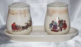 What&#39;s in Santa&#39;s Bag Christmas Holiday Salt &amp; Pepper Set with Tray - $19.31