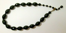 Black Faceted Plastic Beaded Choker Necklace  Mid Century Modern 50&#39;s 60&#39;s 16&quot; - $15.00