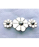 MEXICAN Silver Pin Handmade Floral Pattern Graduated Estate Jewelry Vintage - €28,45 EUR