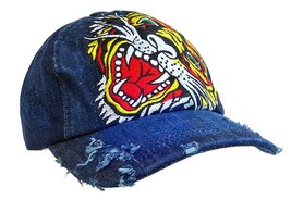 Embroidery Tattoo Cap - Tiger (Washed Cotton) - Denim- HT-BST100DN - £23.94 GBP