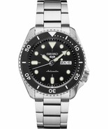 Seiko 5 Sports 24-Jewel Automatic Black Dial SS Bracelet Watch SRPD55 - $246.51