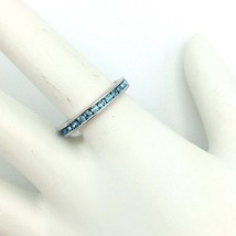 NF sterling silver light blue rhinestone ring - size 7 channel-set band 2 grams - £15.95 GBP